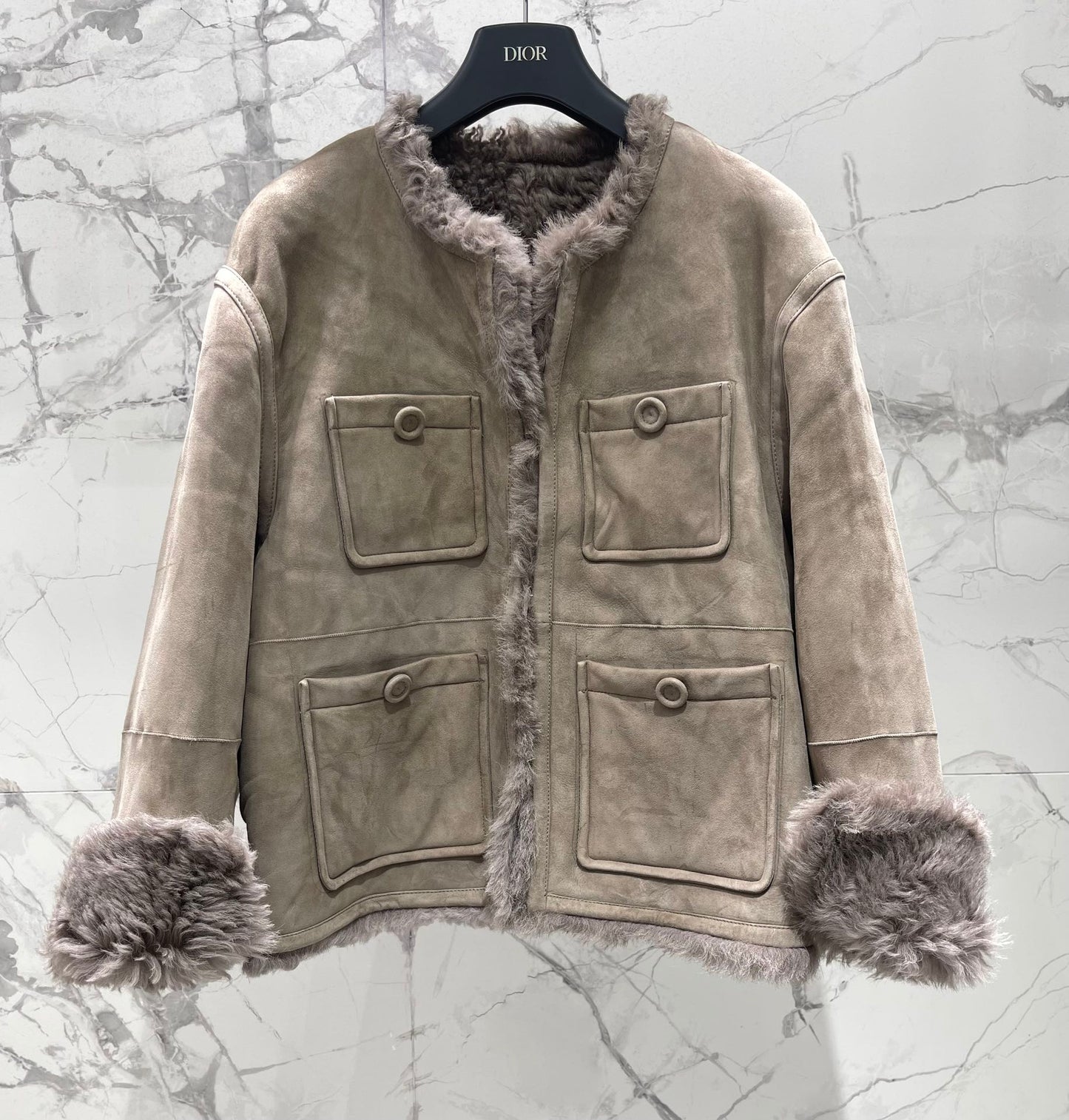 25Fw Zipper wool leather short jacket