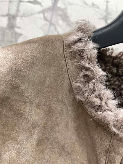 25Fw Zipper wool leather short jacket