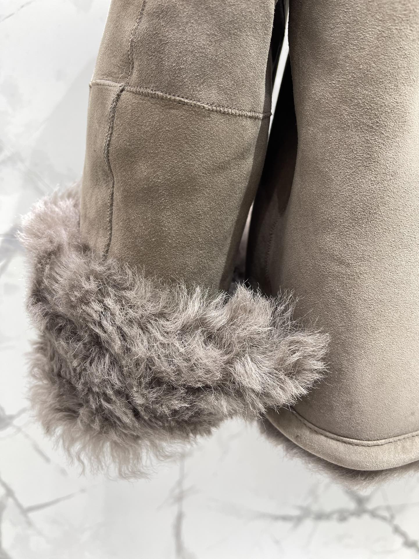 25Fw Zipper wool leather short jacket