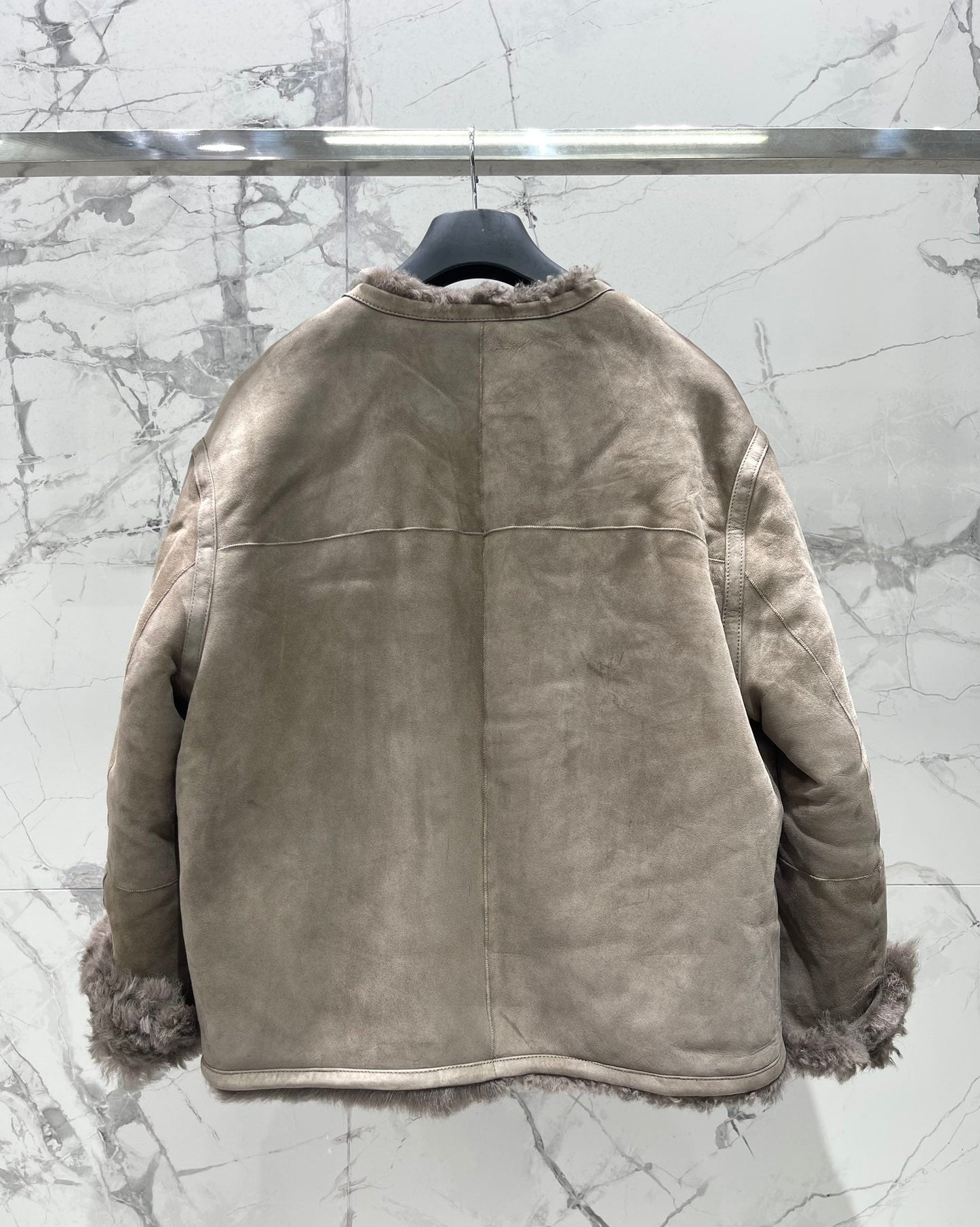 25Fw Zipper wool leather short jacket