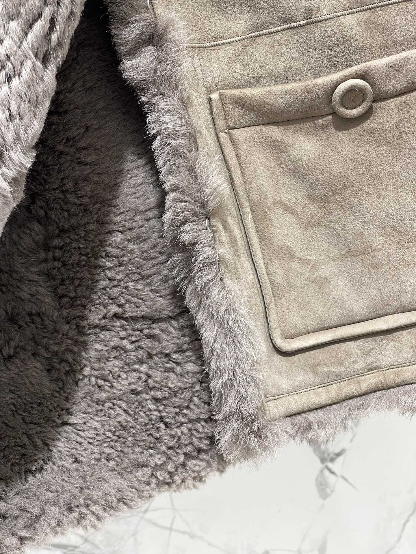 25Fw Zipper wool leather short jacket