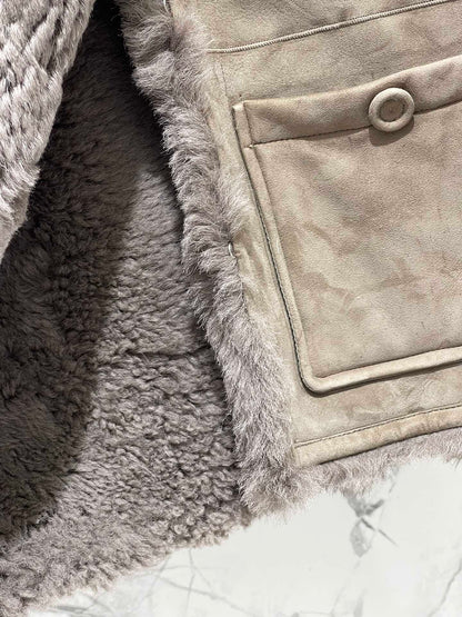 25Fw Zipper wool leather short jacket