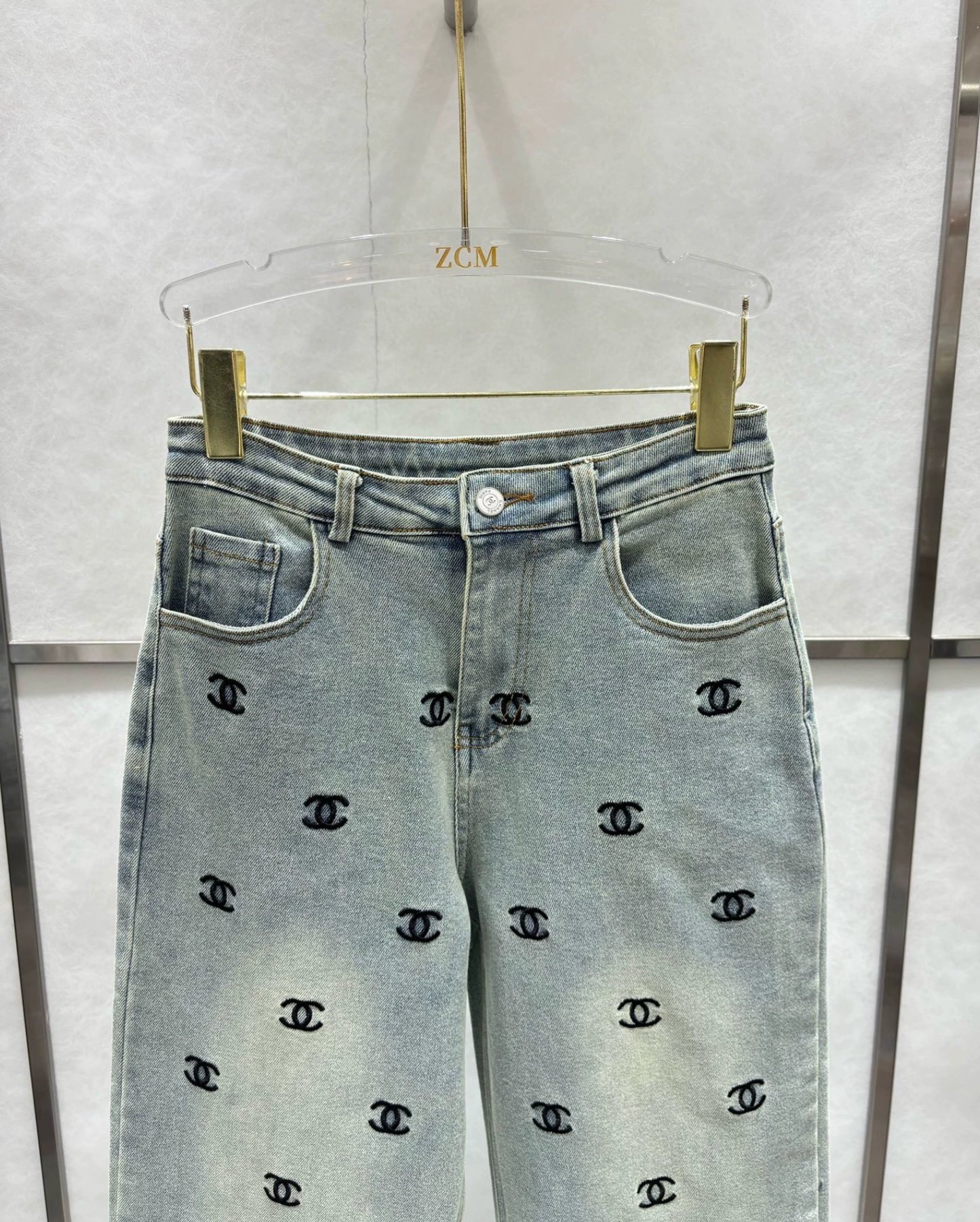 25 Heavy Embroidery Letter Jeans