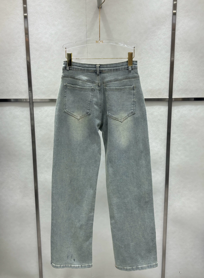 25 Heavy Embroidery Letter Jeans