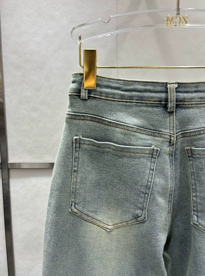 25 Heavy Embroidery Letter Jeans