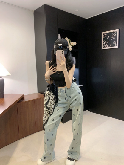 25 Heavy Embroidery Letter Jeans