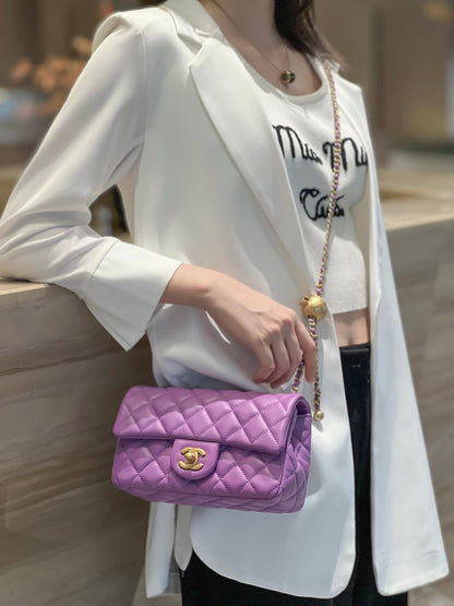 CF20 Golden Globe CLASSIC HANDBAG  Lambskin Rose Red