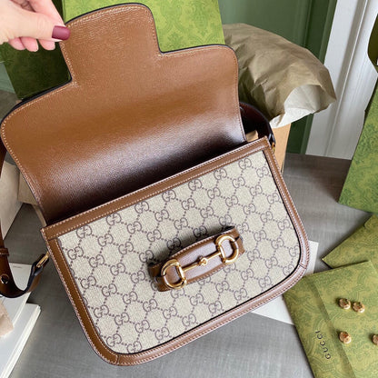 Horsebit 1955 small shoulder bag Beige and ebony