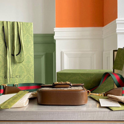 Horsebit 1955 mini shoulder bag Beige and ebony