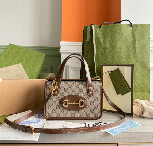 Horsebit 1955 Mini shoulder bag Beige and ebony