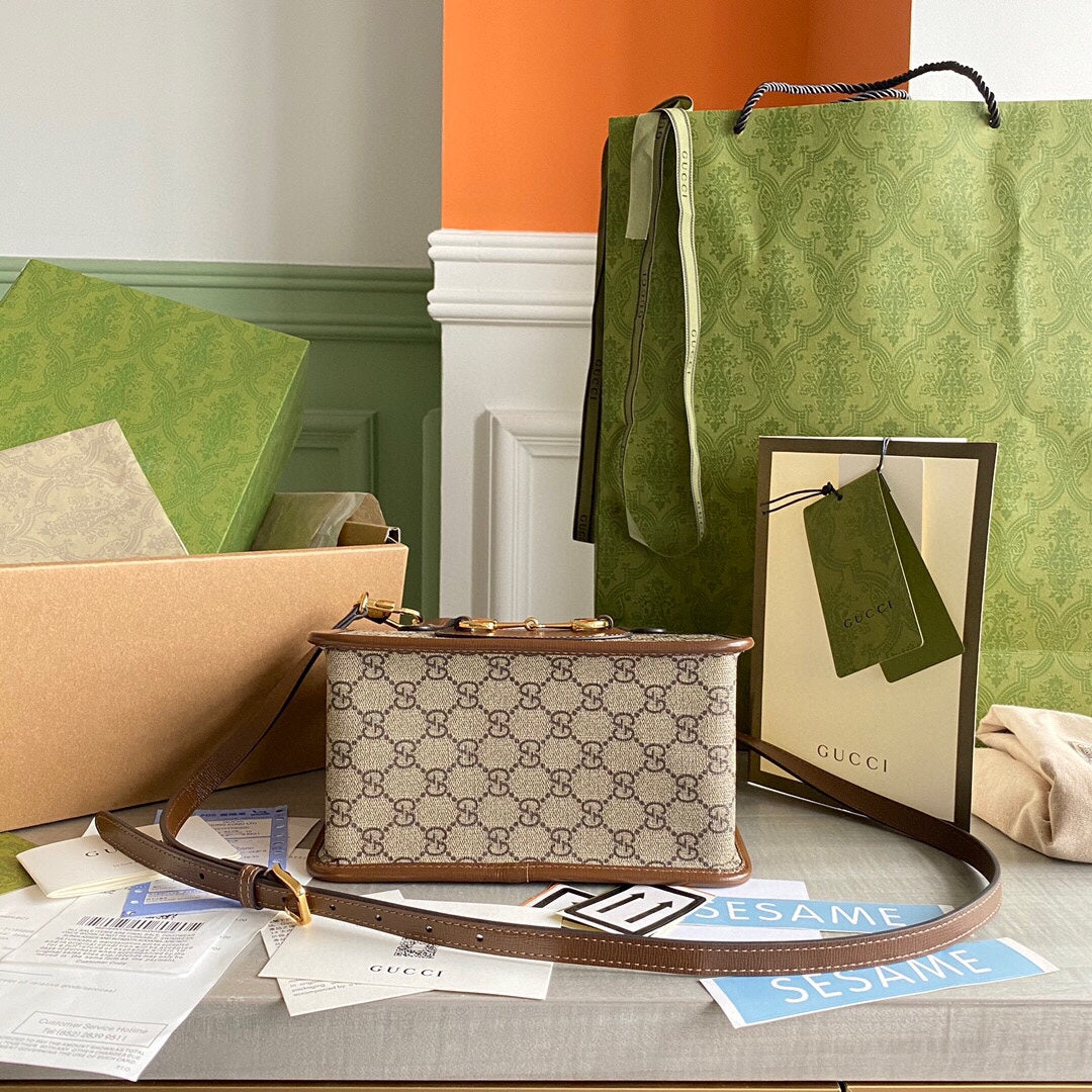 Horsebit 1955 Mini shoulder bag Beige and ebony