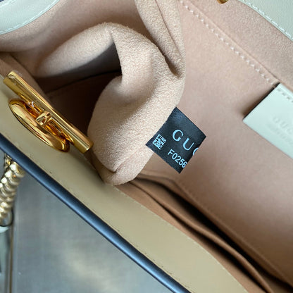 Padlock small shoulder bag Beige/ebony GG Supreme canvas, with brown leather detail