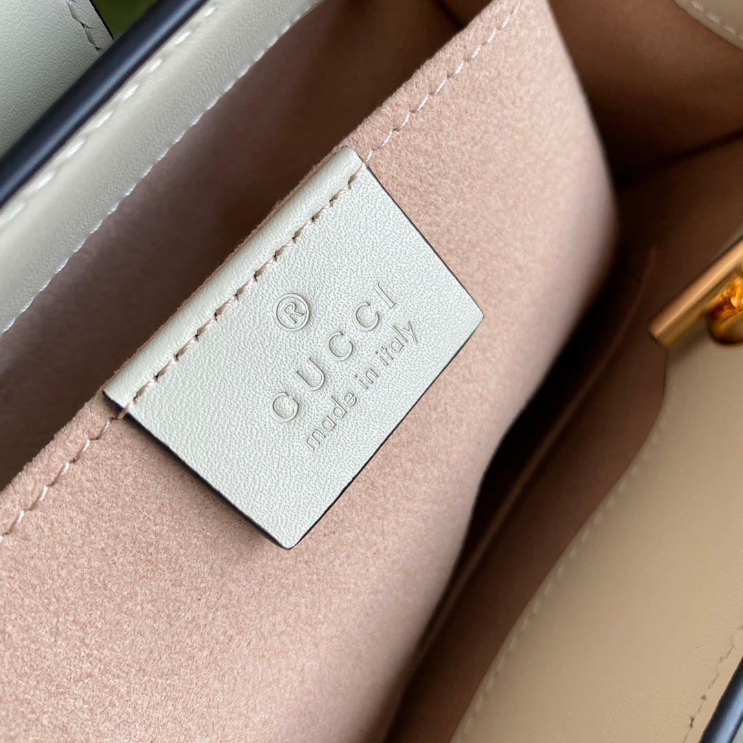 Padlock small shoulder bag Beige/ebony GG Supreme canvas, with brown leather detail