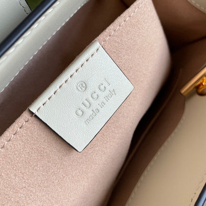 Padlock small shoulder bag Beige/ebony GG Supreme canvas, with brown leather detail