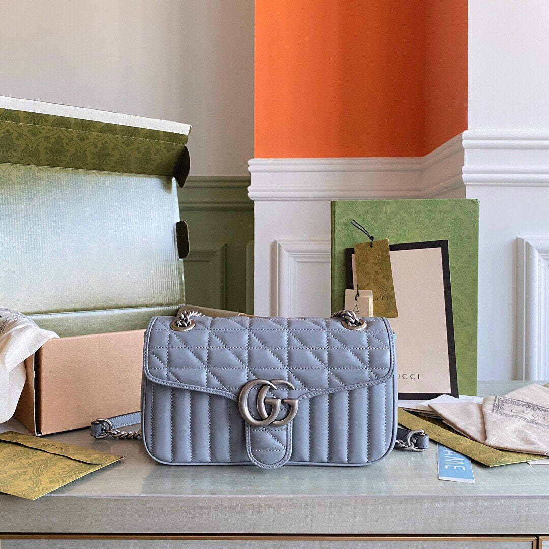 Marmont small shoulder bag Black / White / Dusty Pink / Gray Blue