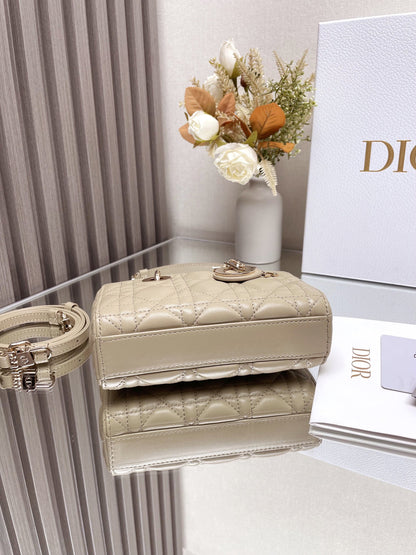 Micro / Small / Medium Lady D-Joy Bag Sand-Colored Cannage Lambskin