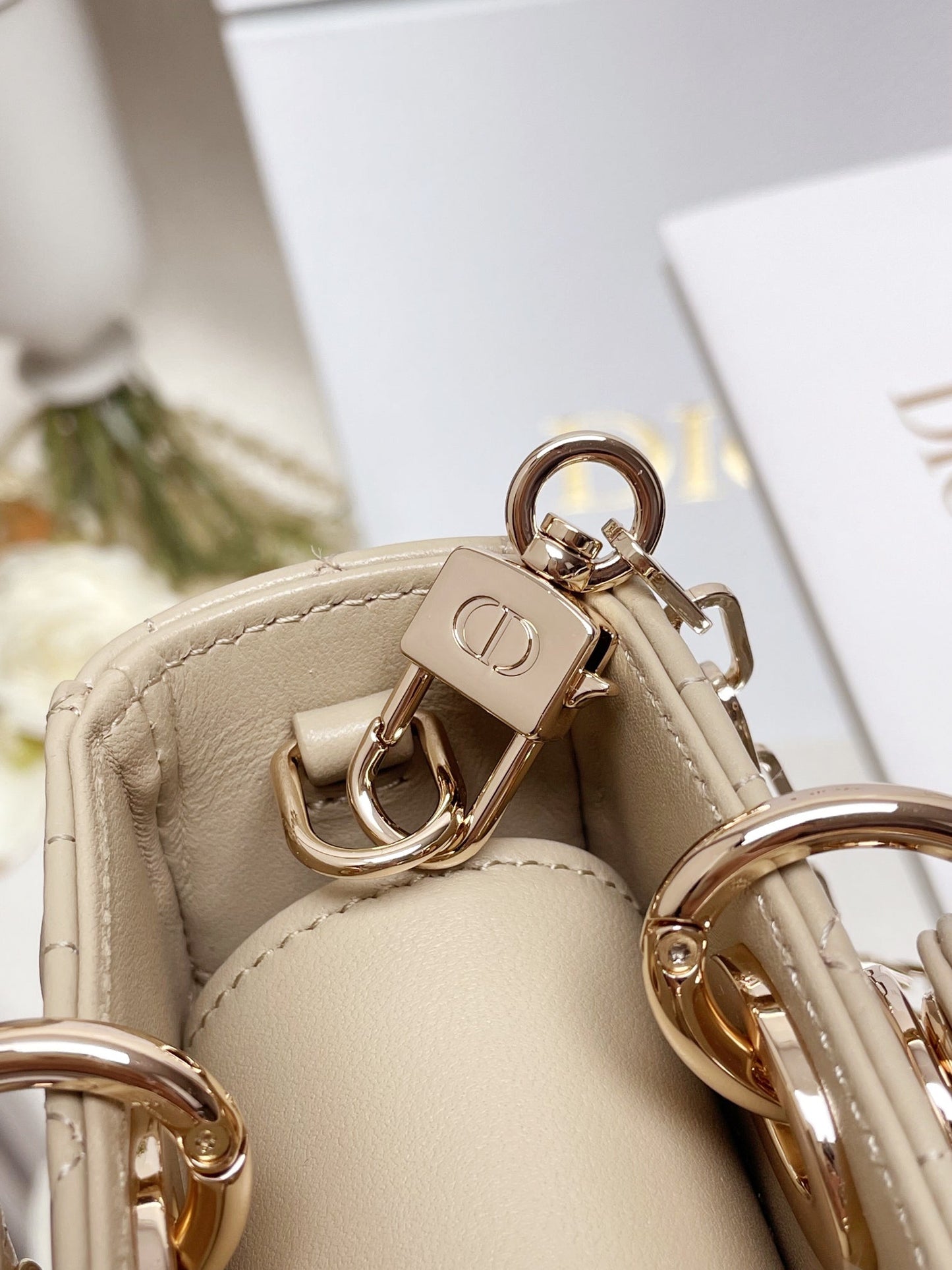 Micro / Small / Medium Lady D-Joy Bag Sand-Colored Cannage Lambskin