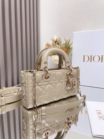 Micro / Small / Medium Lady D-Joy Bag Sand-Colored Cannage Lambskin