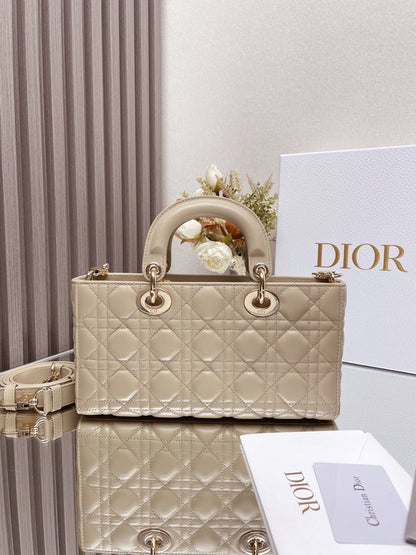 Micro / Small / Medium Lady D-Joy Bag Sand-Colored Cannage Lambskin