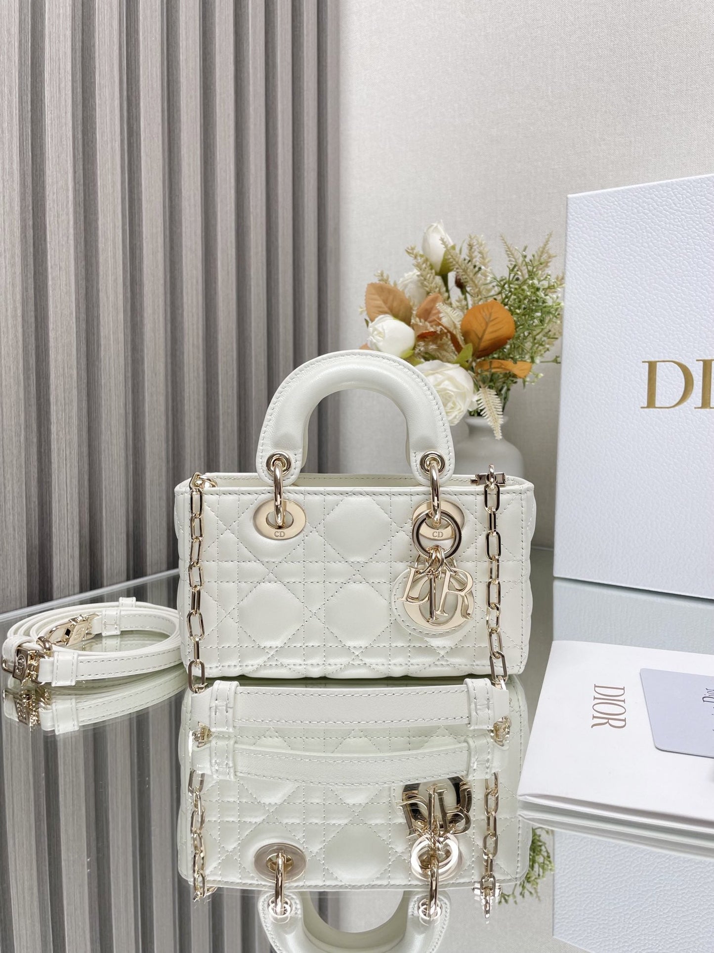 Micro / Small / Medium Lady D-Joy Bag Latte Cannage Lambskin