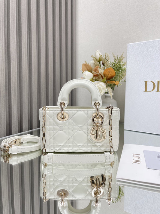 Micro / Small / Medium Lady D-Joy Bag Latte Cannage Lambskin