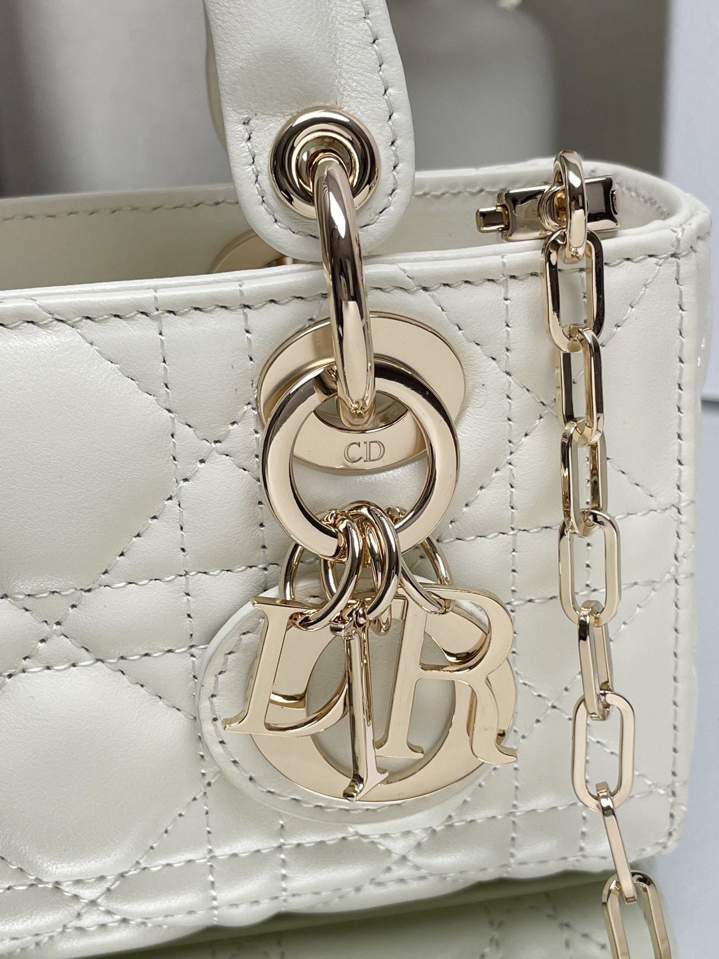 Micro / Small / Medium Lady D-Joy Bag Latte Cannage Lambskin