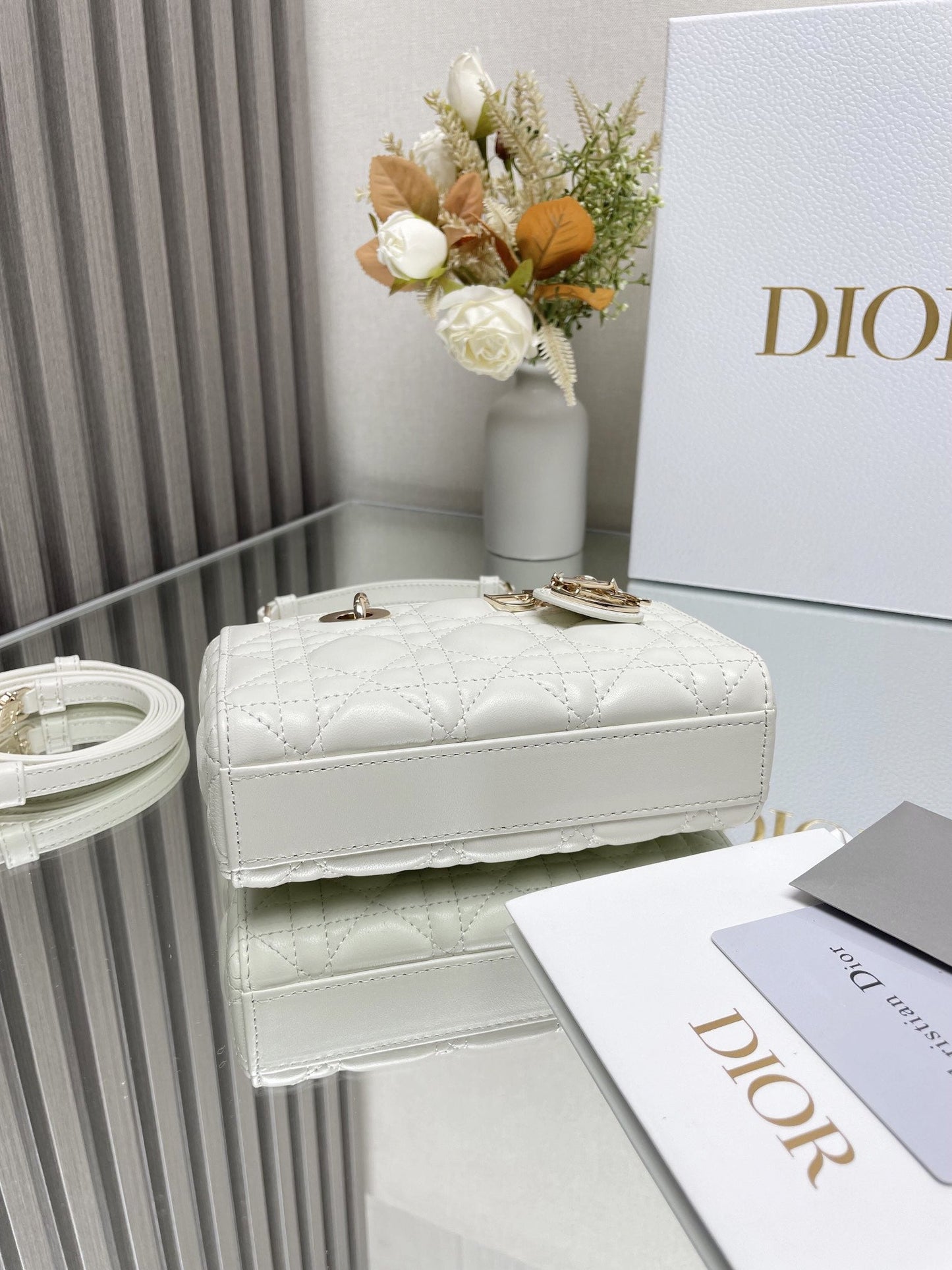 Micro / Small / Medium Lady D-Joy Bag Latte Cannage Lambskin