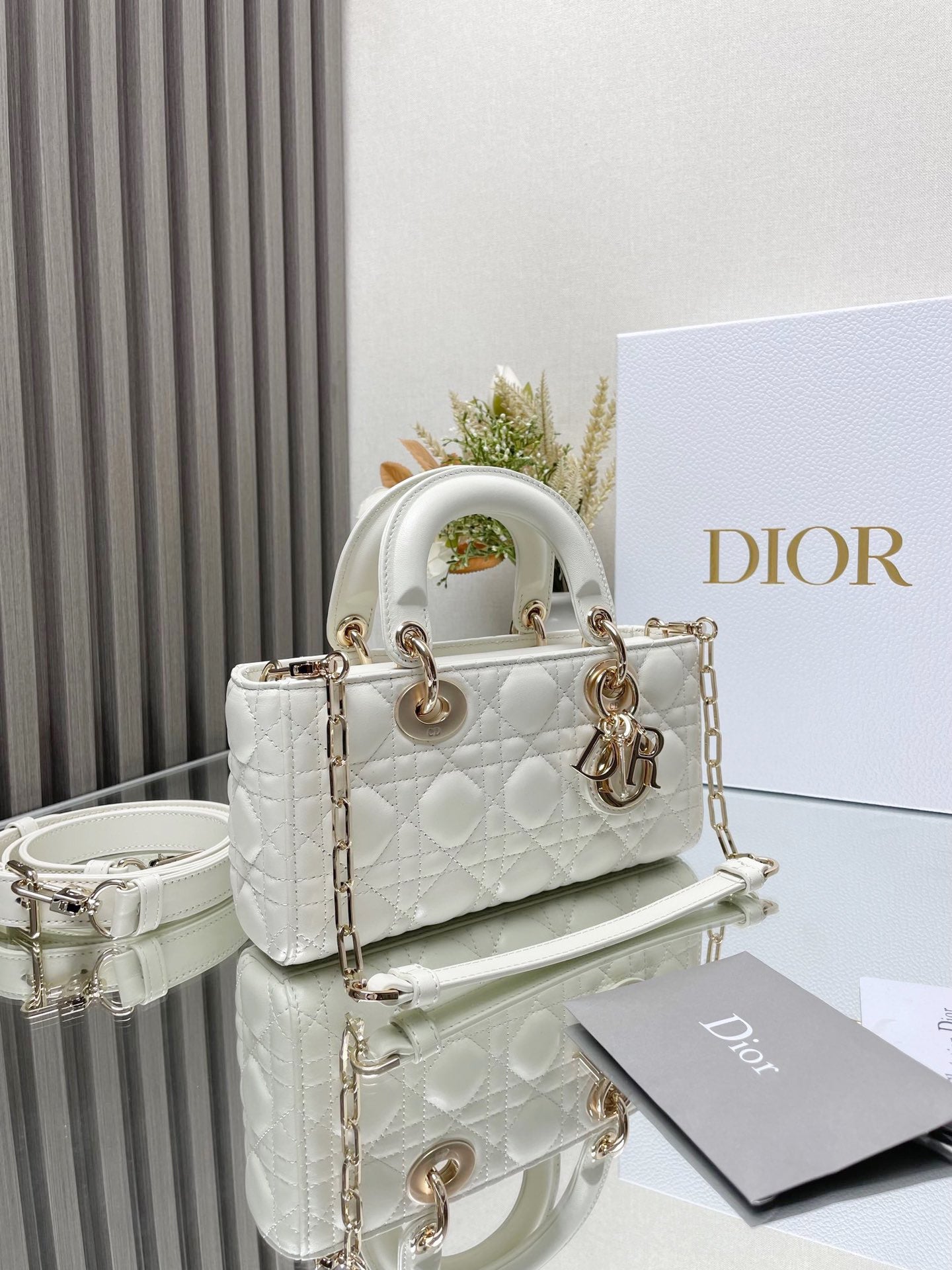 Micro / Small / Medium Lady D-Joy Bag Latte Cannage Lambskin