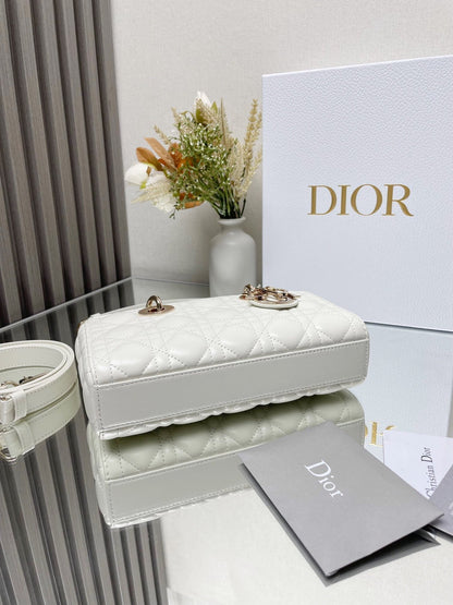 Micro / Small / Medium Lady D-Joy Bag Latte Cannage Lambskin