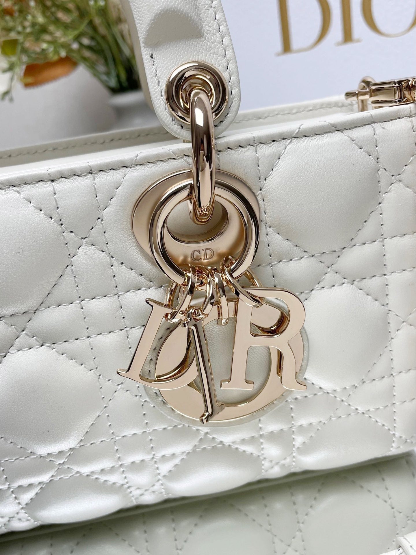 Micro / Small / Medium Lady D-Joy Bag Latte Cannage Lambskin