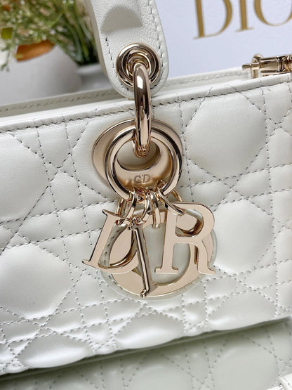 Micro / Small / Medium Lady D-Joy Bag Latte Cannage Lambskin