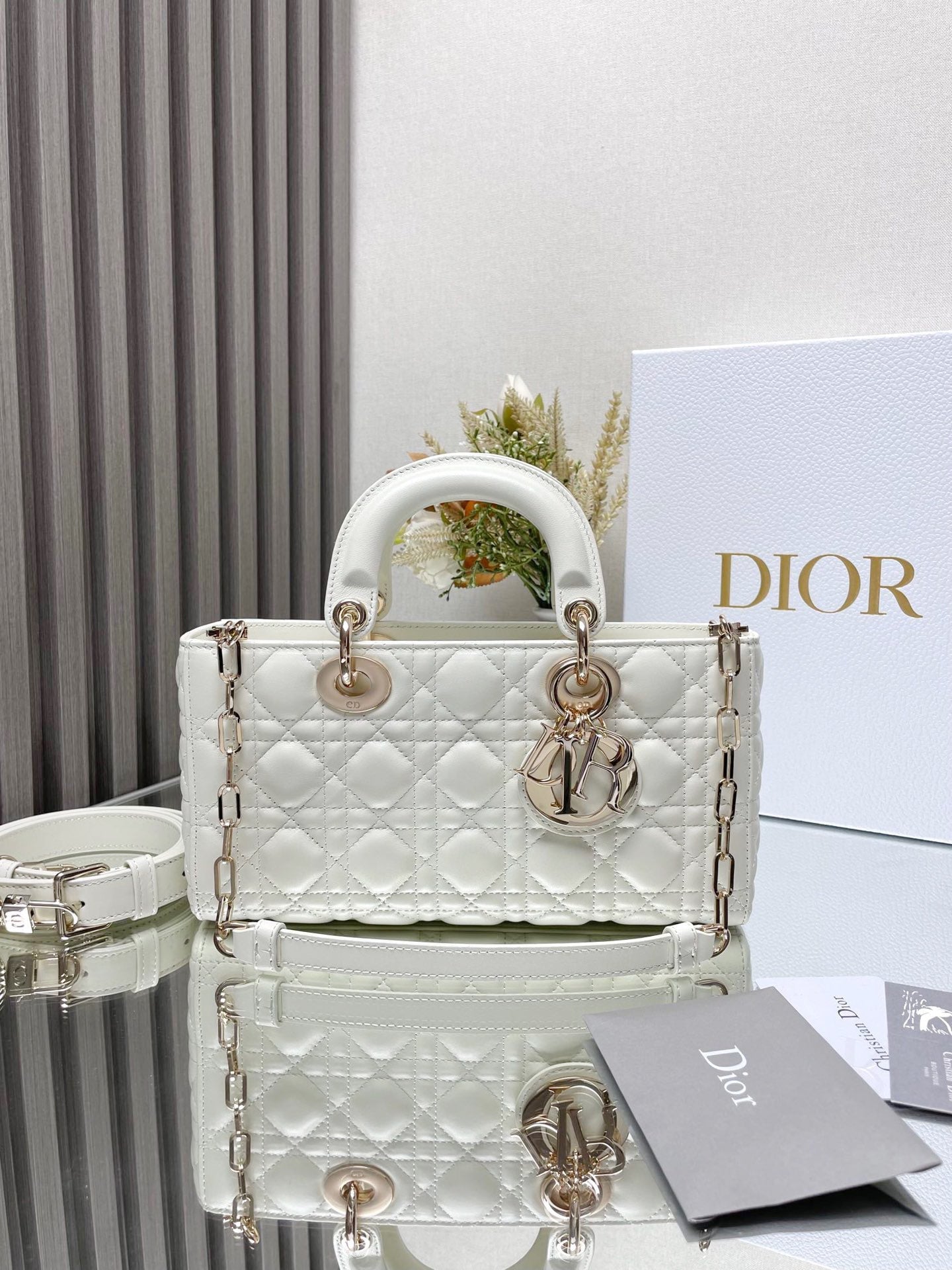 Micro / Small / Medium Lady D-Joy Bag Latte Cannage Lambskin