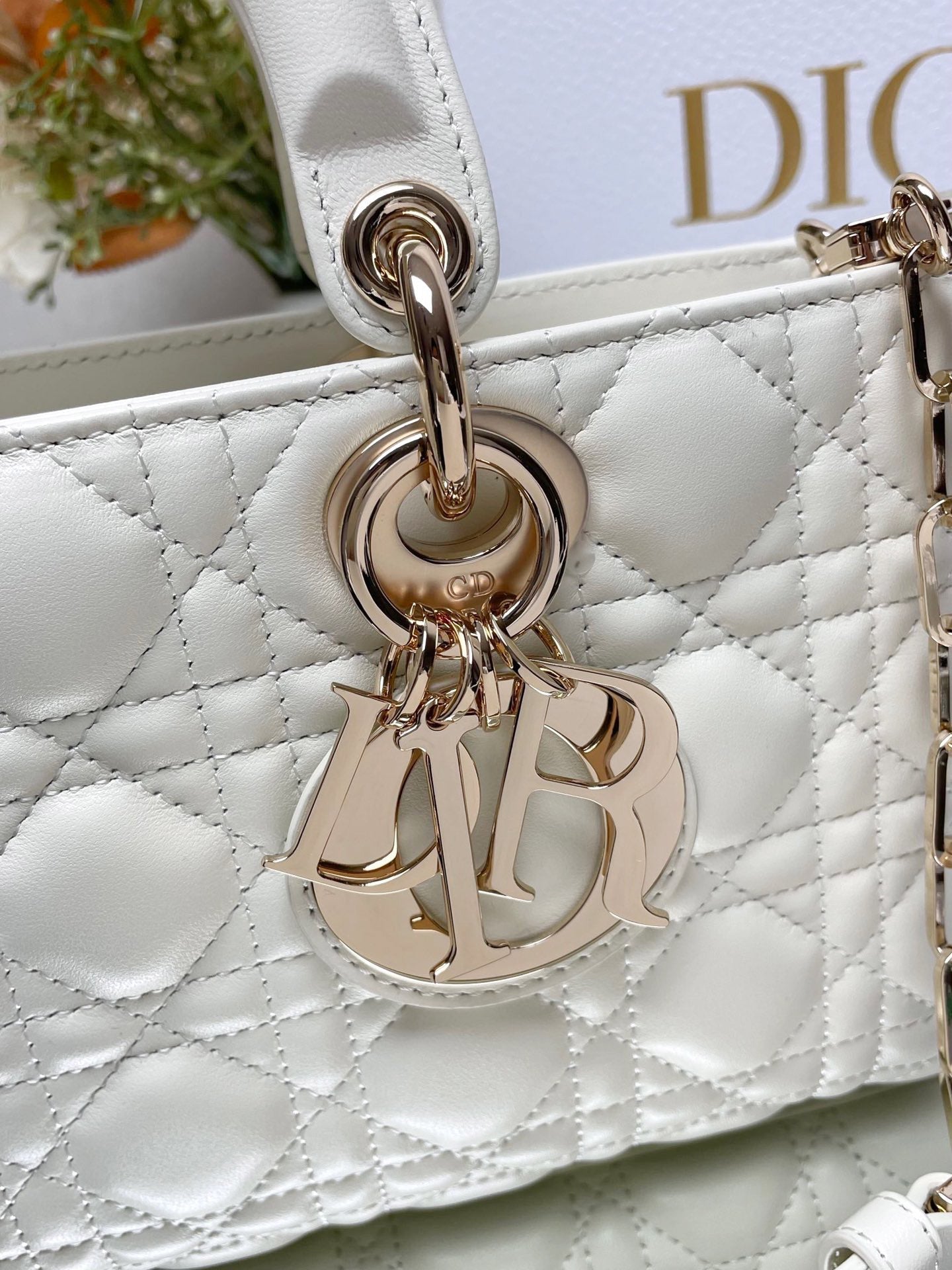 Micro / Small / Medium Lady D-Joy Bag Latte Cannage Lambskin