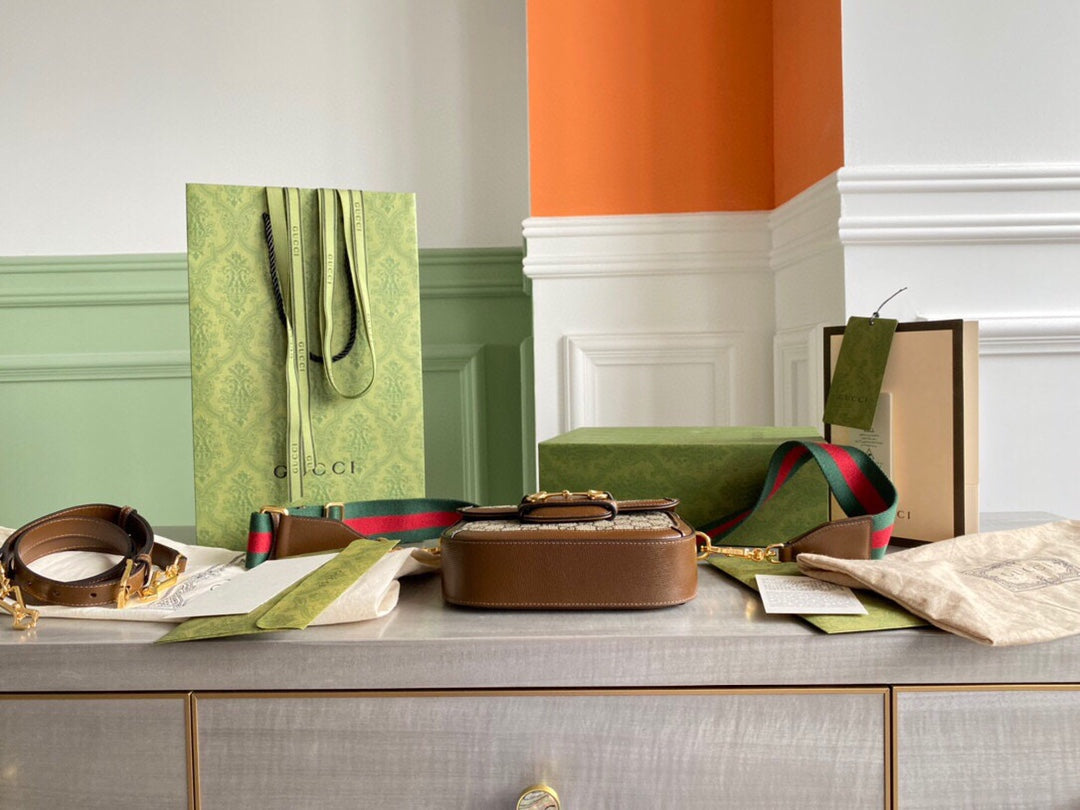 Horsebit 1955 small shoulder bag Beige and ebony