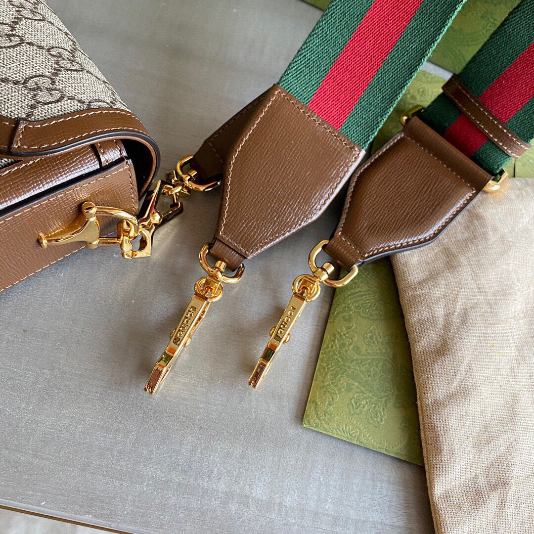 Horsebit 1955 small shoulder bag Beige and ebony