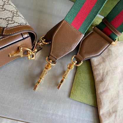 Horsebit 1955 small shoulder bag Beige and ebony