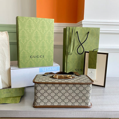 Horsebit 1955 Mini shoulder bag Beige and ebony