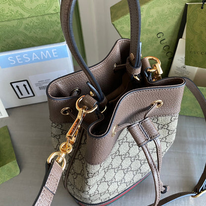 Ophidia small bucket bag Beige/ebony GG Supreme canvas