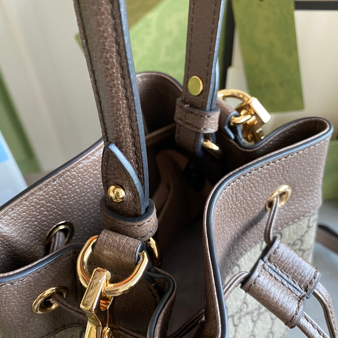 Ophidia small bucket bag Beige/ebony GG Supreme canvas