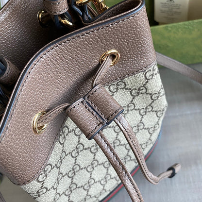 Ophidia small bucket bag Beige/ebony GG Supreme canvas