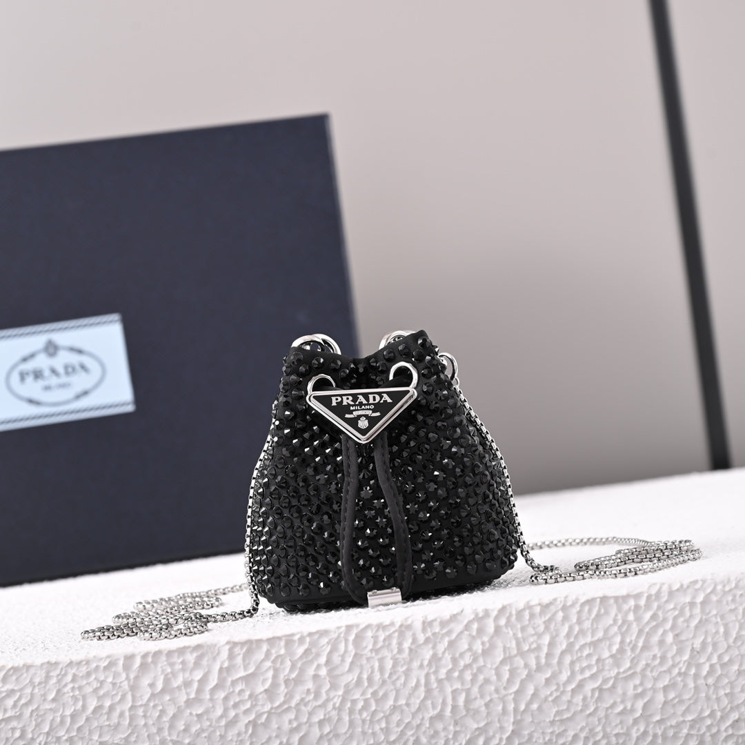 Embellished satin mini-pouch