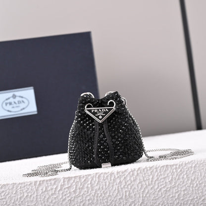 Embellished satin mini-pouch