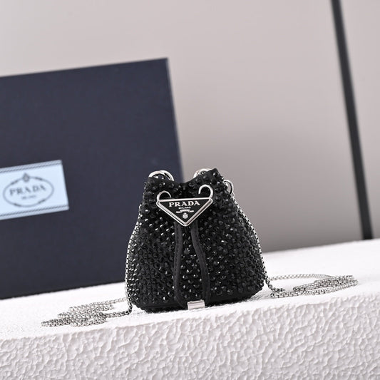 Embellished satin mini-pouch