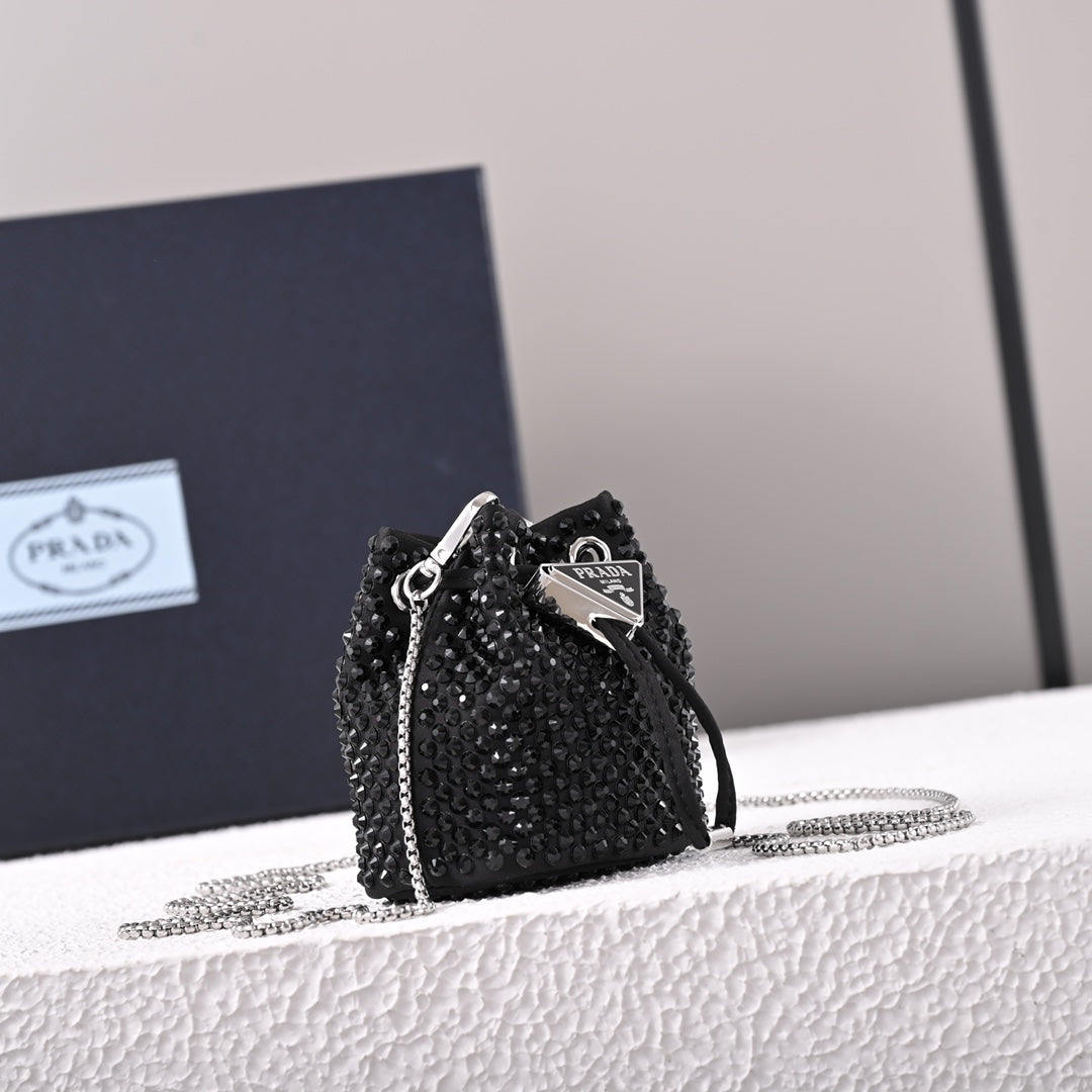 Embellished satin mini-pouch