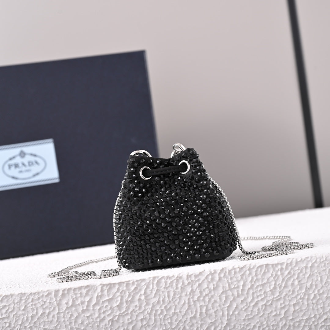 Embellished satin mini-pouch