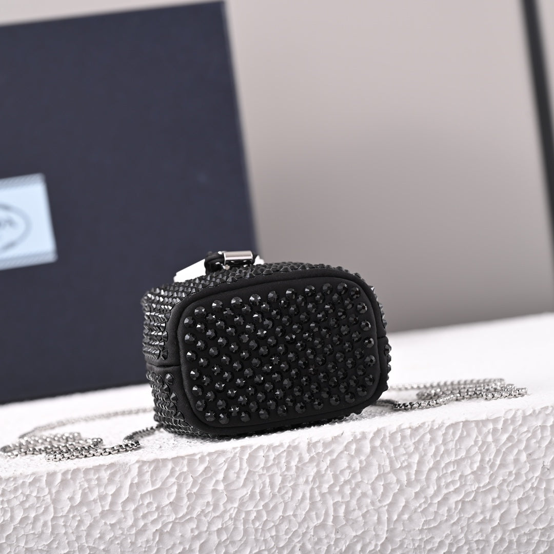 Embellished satin mini-pouch