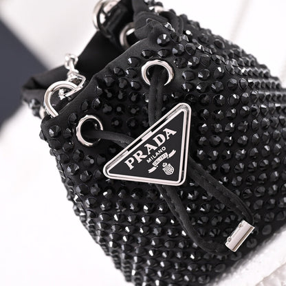 Embellished satin mini-pouch