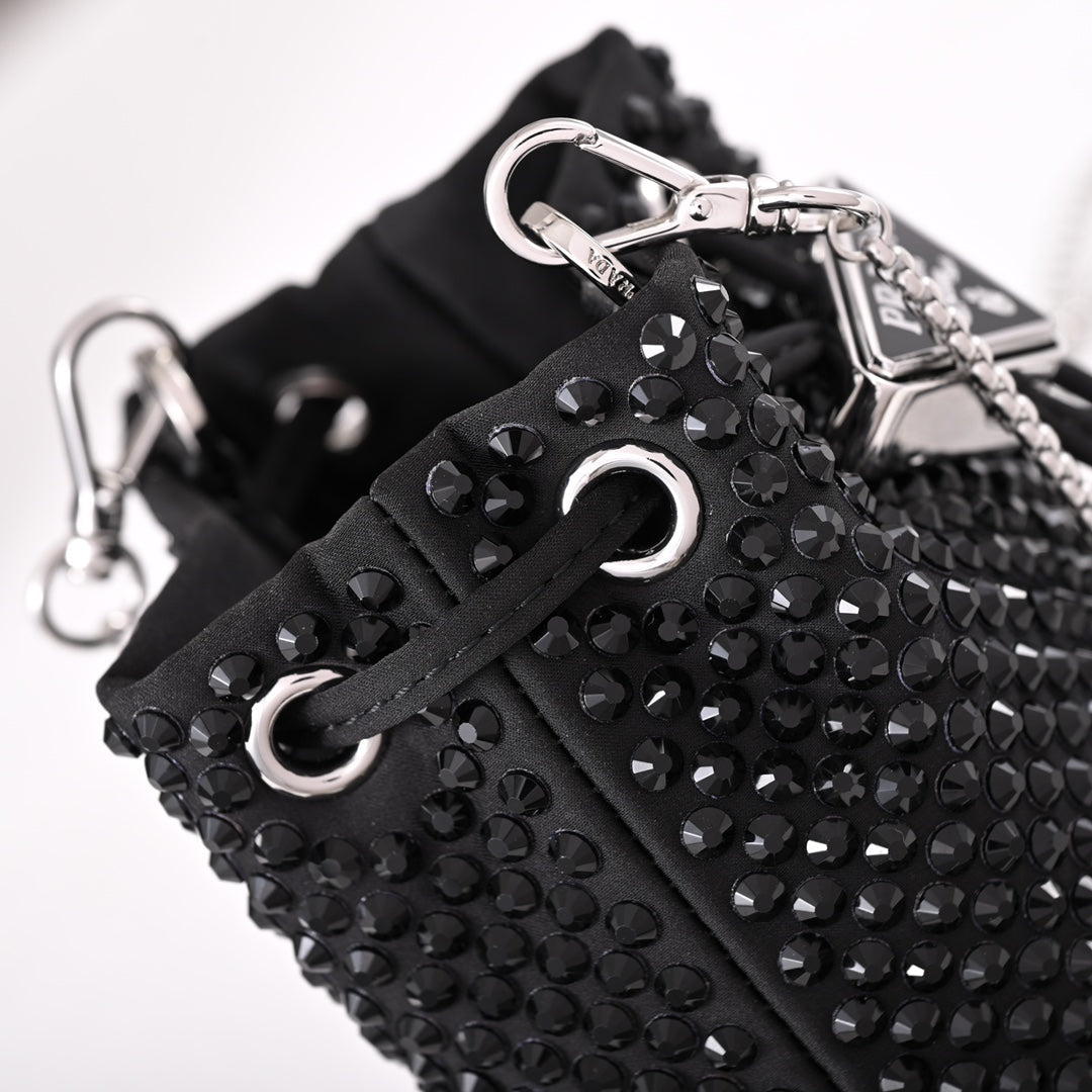 Embellished satin mini-pouch