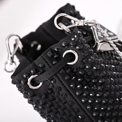 Embellished satin mini-pouch