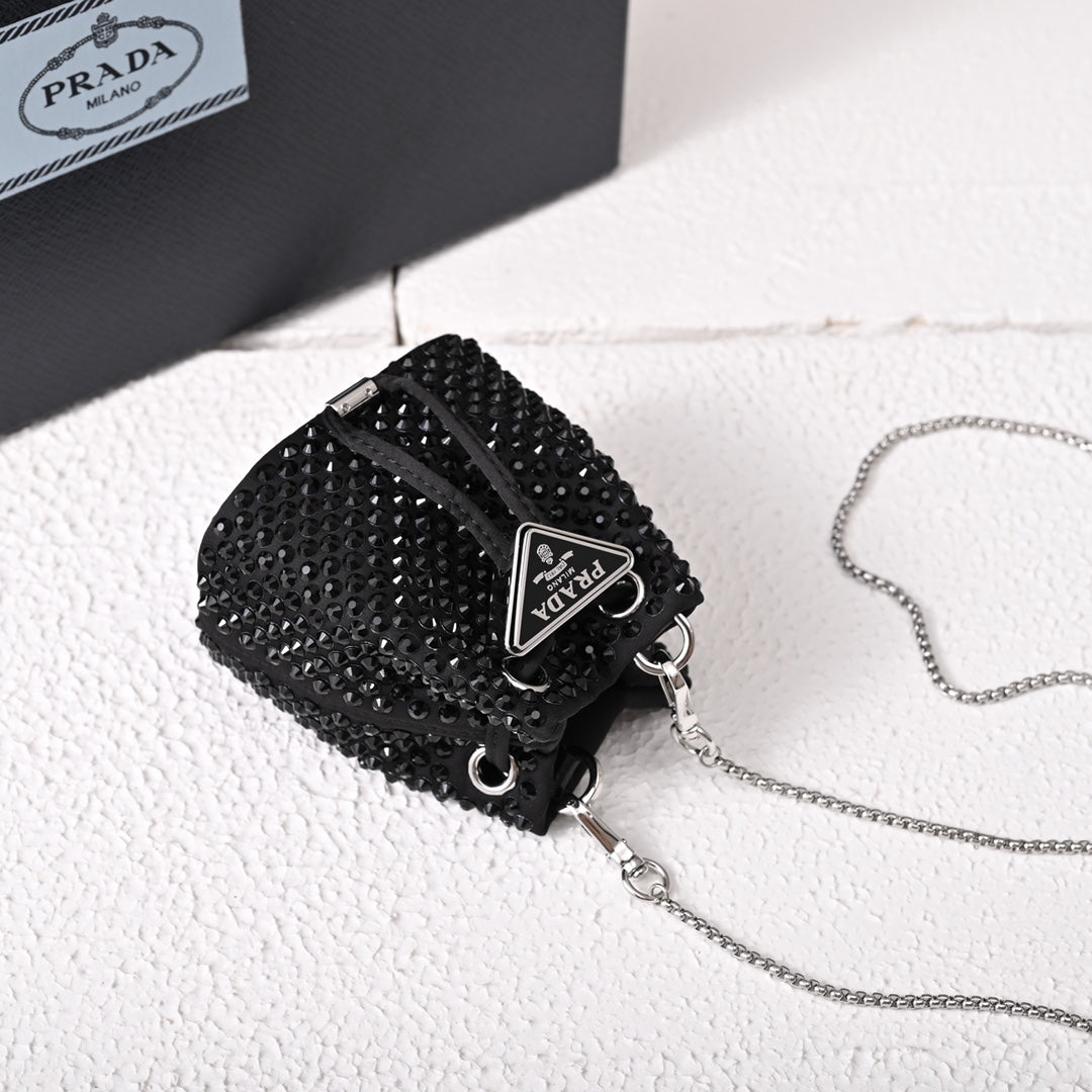 Embellished satin mini-pouch